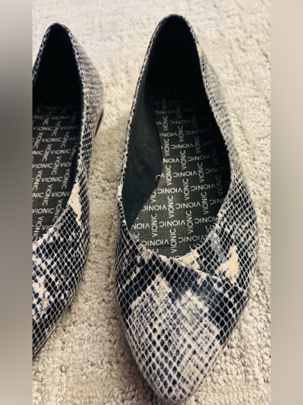Vionic Caballo Ballet Flats in a Natural Leather Snake Print - Picture 6 of 9